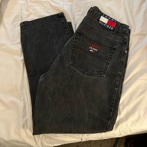 Vintage Tommy Hilfiger black washed jeans size 38 x 30 wide leg 90s y2k